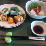 にっぽん丸 メインダイニング 瑞穂 - 和食、①前菜、②お刺身