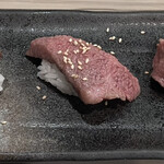 焼肉家けんちゃん - 和牛贅沢盛の牛寿司３貫盛り