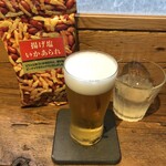 麹町いづみや しろ - あがりますビール・あげ塩いかあられ 