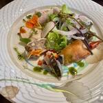 Restro Le 5 Mai - 炙りサゴシとサーモン入り前菜