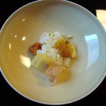 てら川 - 栗おこわ、海胆添え