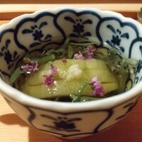 鮨 あらい - 焼きナス、蓴菜