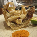 魚虎 - このビジュアルが好きでカレイ唐はマスト、身も食べやすい、カボス半割付きは神♡