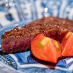 蓮 三四七 - 2024.5 京都産黒毛和牛ヒレ肉のステーキ 高知産トマト「狼桃」