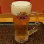 驛麺家 - 立ち飲みワンコインセットの生ビール (2024.06.26)