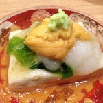 春草 - 14.2月　女川産雲丹、うるい、蕪、フキノトウ入り胡麻豆腐