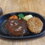 ひるごはん ばんごはん食堂 - ひるばんセット(ハンバーグ&コロッケ)