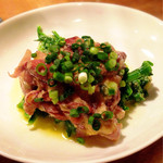 ホタルイカと菜の花の生姜ソース和え