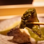 あま木 - 賀茂茄子のあげびたし、蒸し鮑