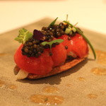 カンテサンス - オシェトラ・キャビアとトマトマリネ　(2014/03)