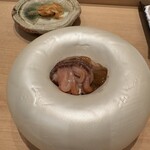 鮨 くりや川 - カッテージチーズの上に自家製イカ沖漬け