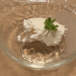 鮨 くりや川 - 白ワインゼリーと塩アイス
