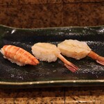 にぎり鮨 一五〇 - エビ三昧　エビ、甘海老、ボタンエビ