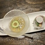 厳遊庭 - 姫サザエと分葱のぬたとじゅんさい