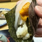 鮨旬美西川 - イカと雲丹の手巻き　贅沢な一品