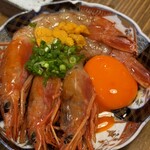 焼鳥ホルモン 炭焼き0式 - えびうに醤油漬け