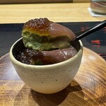 鮨旬美西川 - デザート　中は抹茶味のプリン