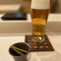 すし崇 - ザ プレミアムモルツ・能登産黒もずく 安曇野産山葵の茎