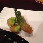 太庵 - 揚げ物　そら豆・たらの芽