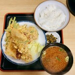 湯川食堂 - 豚とやさい天ぷら定食です。（2024.6 byジプシーくん）