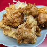 福龍ラーメン - 料理写真:・とり天、スパゲッティと千切りキャベツ付き