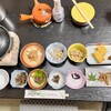 竹松旅館 - 料理写真:朝食　長芋たんざく、春雨サラダ、おから、卵焼き、わらび佃煮、蕗味噌、ハチノコ、イナゴ、ワカサギ揚げて甘酢、野沢菜