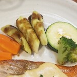 キッチン ブルー グローブ - 備え付け野菜のアップ