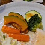 キッチン ブルー グローブ - 今日の野菜は南瓜、好みです