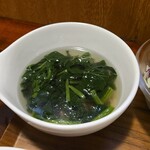 キッチン ブルー グローブ - ほうれん草スープのアップ