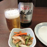 居酒屋 味山海 - 瓶ビールとお通し