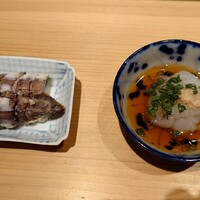 鮨処 やまと - 漬け込みの蝦蛄と烏賊素麺（障泥烏賊）