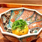 薪鳥新神戸 - アオサ入りのインカのめざめのコロッケ　薪焼きのおかひじきと