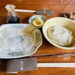 慈久庵 - 慈久庵コースの刺身こんにゃく、そばがき