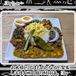 スパイスカレー高丸 - 空タイプが地上タイプになるくらい持ち帰りだとカレーの雰囲気が変わります。地上の美味しさも良いけど高丸さんはやっぱ空で食べて欲しいでしょうね