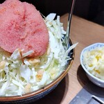 月島もんじゃ もへじ 人形町 -  明太子もちもんじゃ＋チーズのトッピング