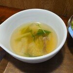 キッチン ブルー グローブ - 卵スープのアップ