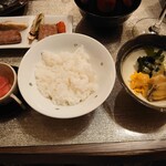 都わすれ - 蒸し鮑味噌がけと香の物と県産の秋田こまち