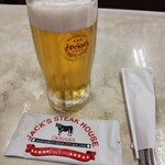 ジャッキー ステーキハウス - オリオン生ビール（中ジョッキ）［550円］