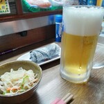 味の蔵どんつく - 生ビールとお通し