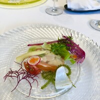 Bistro東進堂 - 【オードブル】
                    炙り鶏ササミとオクラとキノコのテリーヌ（人参と大根包み）
                    ヤングコーンと炙りイカと海ぶどう