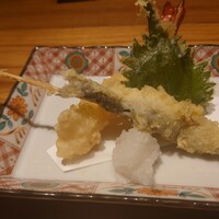 魚とおばんざい 泉士 - 稚鮎と海老の天麩羅
