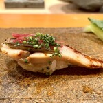 天寿し - 〆鯖 茗荷 昆布