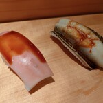 弁天山美家古寿司 - 煮イカと穴子白焼き