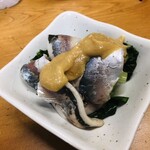 喫酒 フグさん - 小松菜と酢鯵の甘夏味噌和え  とてもオツでしたぞっw