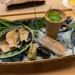懐石料理 桝田 - 蒸しアワビ他