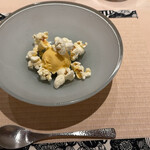 京道 とよおか - デザート　コーンのアイスにポップコーンの塩味