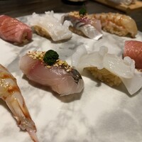 すし寿 - 車海老　アジ　いか　トロ