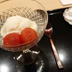鮨 おおが - 梅酒で炊いたトマトとカルピスのアイス