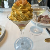 レストラン アルティザン（restaurant Artisan） - うにとかにのコンソメゼリー季節の野菜ムース　この日のムースはニンジンでした。