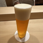 麻布 かどわき - まずは生ビールで乾杯！